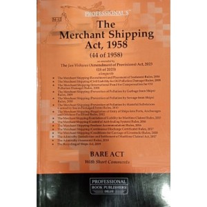 Professional Book Publisher's The Merchant Shipping Act, 1958 Bare Act 2024